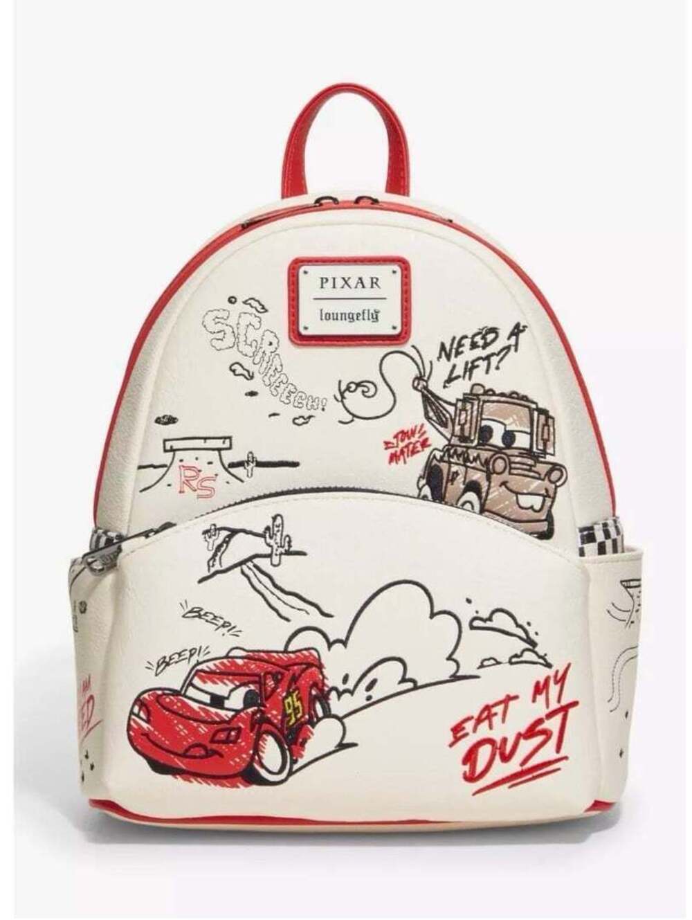 Loungefly Disney Pixar Cars Lightning McQueen & Mater Doodles Mini Backpack